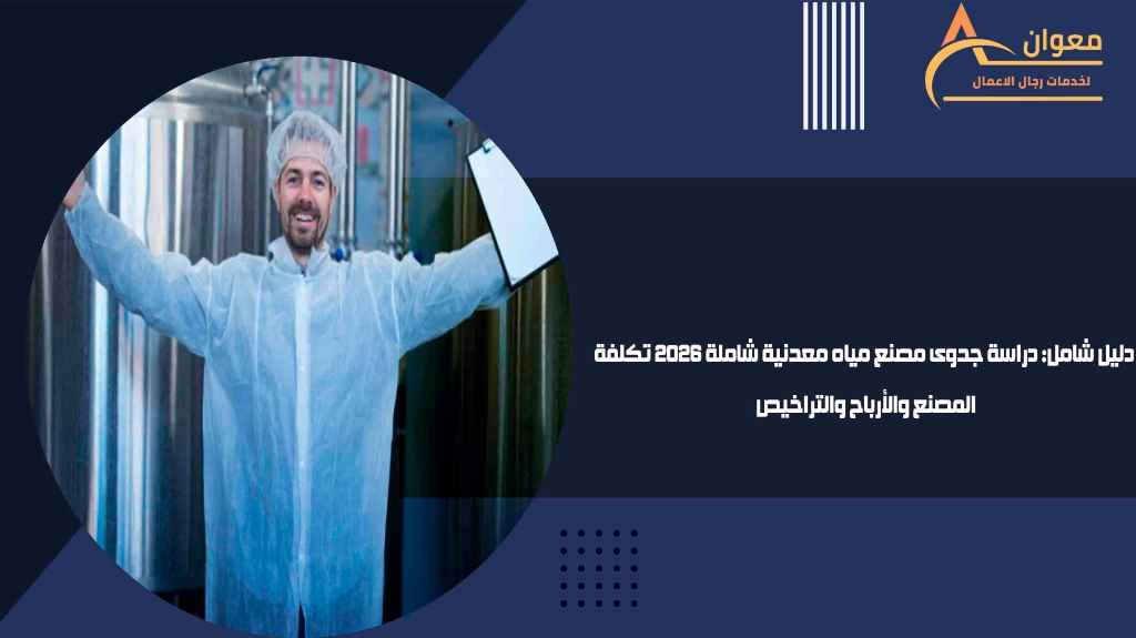 دليل شامل دراسة جدوى مصنع مياه معدنية شاملة 2026 تكلفة المصنع والأرباح والتراخيص
