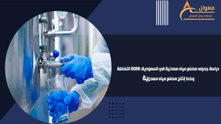 دراسة جدوى مصنع مياه معدنية في السعودية 2026 التكلفة وخط إنتاج مصنع مياه معدنية